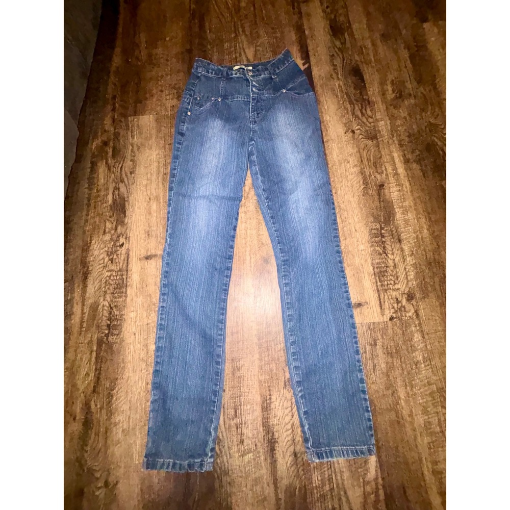 1955 Vintage High Waisted Cinch Back Slim Straight Leg Jeans Blue Womens Size 1